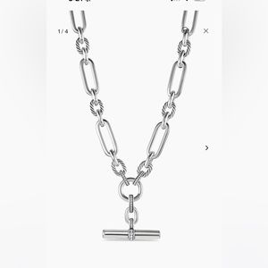 David yurman Lexington juxtaposes smooth and Cabled metals, with elongated links